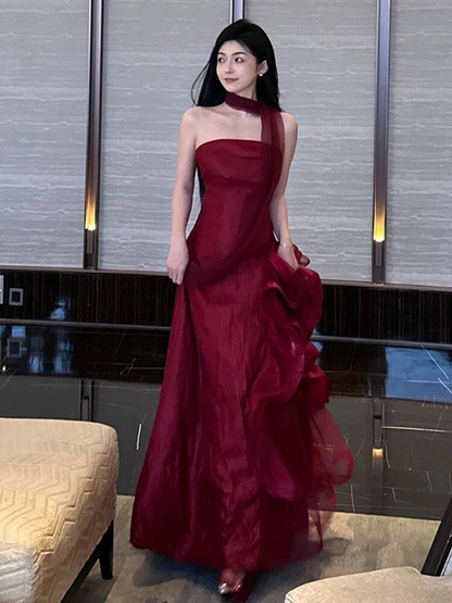 Classy Mermaid Strapless Burgundy Long Prom Dresses With Scarf Party Dress 21st Birthday Outfits Graduation Dress AU269