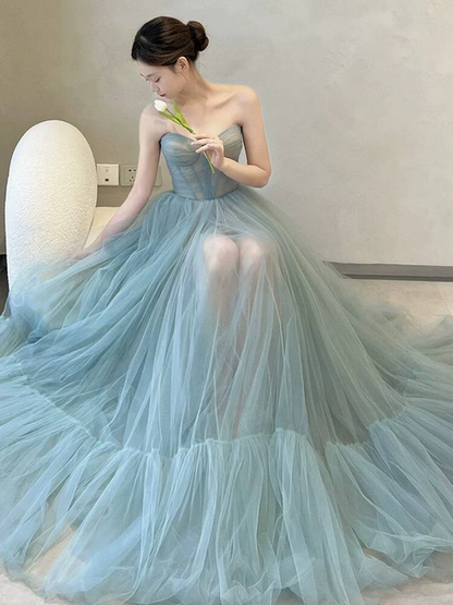Classy Ball Gown Sweetheart Tulle Long Prom Dresses Party Dress 21st Birthday Outfits Graduation Dress AU276
