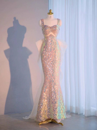 Modest Mermaid Sweetheart Sequin Sleeveless Long Prom Dresses Party Dress 21st Birthday Outfits Graduation Dress AU293
