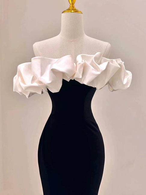 Beautiful Mermaid Off The Shoulder Satin Black Prom Dresses Inspiration Prom Dress Princess Graduation Dress AU294