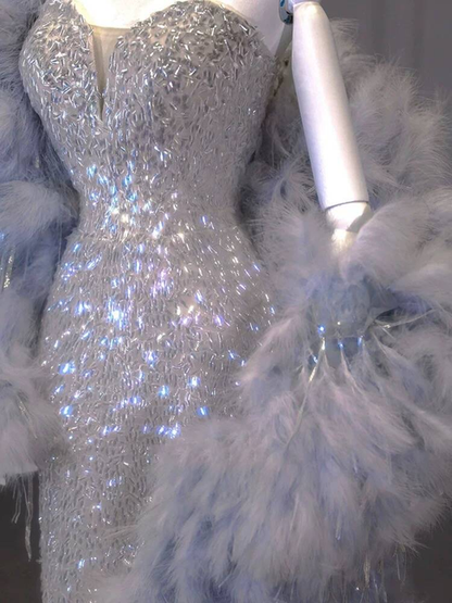Timeless Mermaid Sweetheart Silver Sequin Prom Dress Inspiration Long Party Formal Prom Dresses AU303