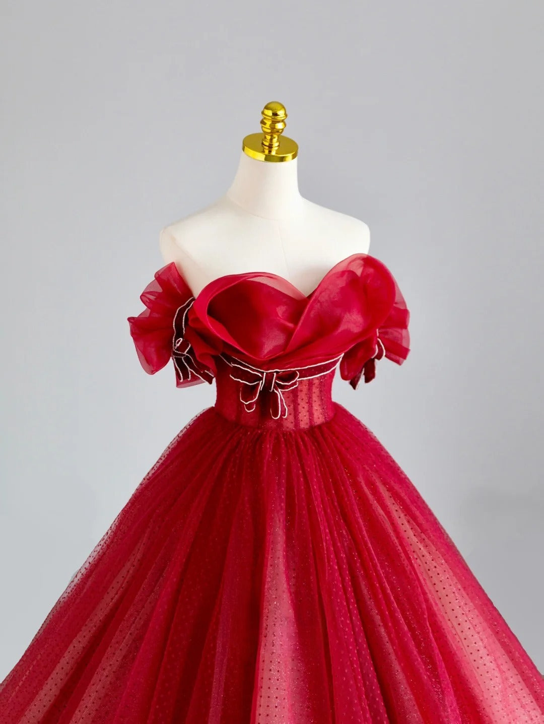 Ball Gown Off The Shoulder Red With Sleeves Prom Dresses Long Evening Party Formal Outfits RB6659