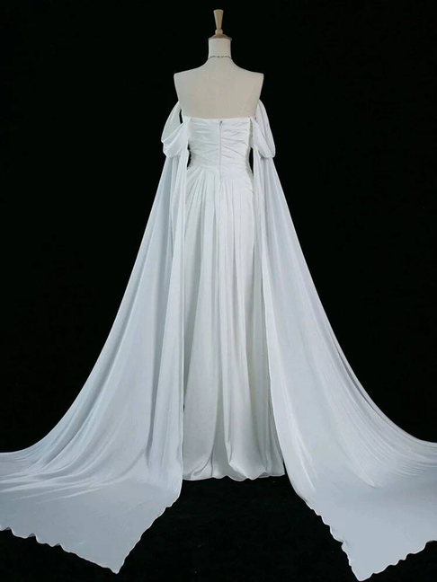 Modest Mermaid Off The Shoulder Light Grape Satin Long Prom Dresses Party Dress Princess Graduation Dress AU305