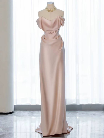 Classy Mermaid Off The Shoulder Burgundy Satin Prom Dresses Party Dress 21st Birthday Outfits Graduation Dress AU312