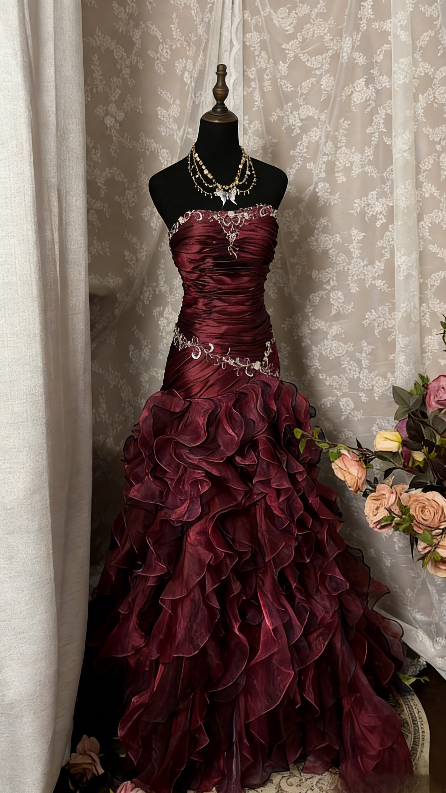 Vintage-Abendkleid im Meerjungfrauenstil, trägerlos, dunkelviolett, gerafft, lang, 90er-Jahre-Stil, formelles Abendkleid, AU350