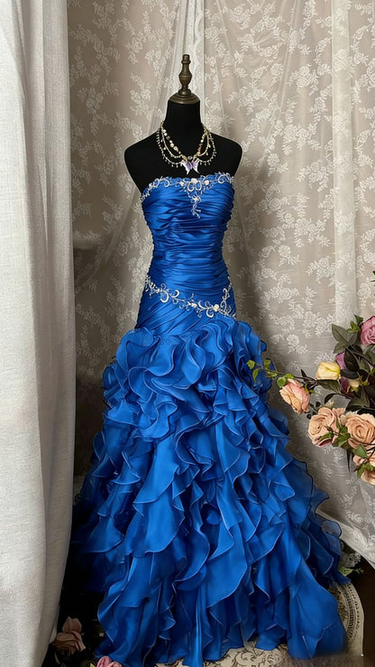 Vintage-Abendkleid im Meerjungfrauenstil, trägerlos, dunkelviolett, gerafft, lang, 90er-Jahre-Stil, formelles Abendkleid, AU350