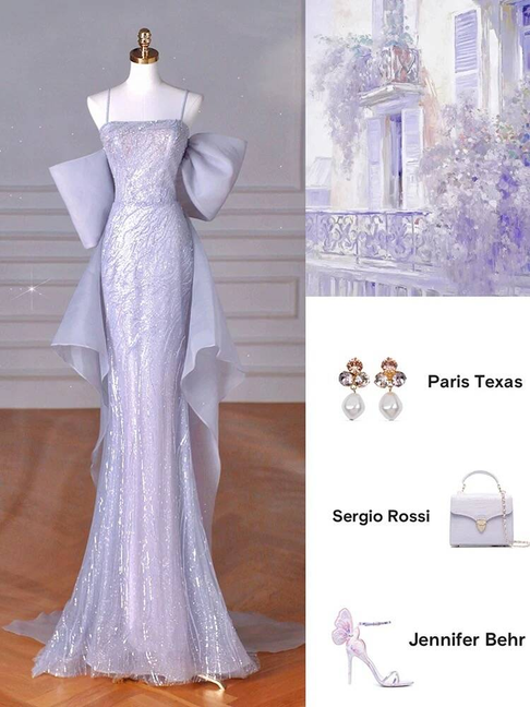 Sexy Mermaid Spaghetti Straps Lilac Sequin Prom Dresses Party Dress 21st Birthday Outfits Graduation Dress AU372
