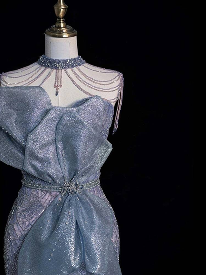Sexy Mermaid Strapless Sequin Long Prom Dress Inspiration Party Formal Gown Prom Dresses AU376