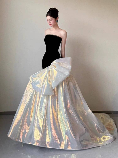 Timeless Mermaid Strapless Black Prom Dresses Party Dress Birthday Outfits Graduation Dress AU393
