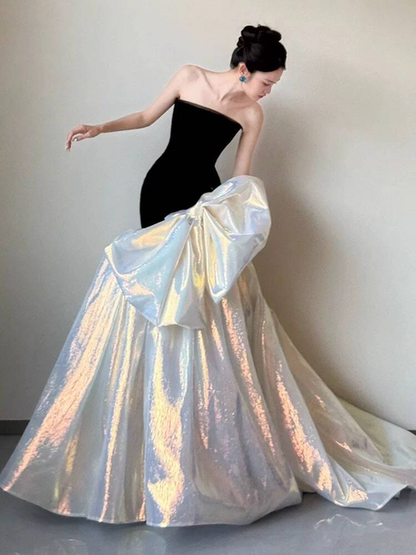 Timeless Mermaid Strapless Black Prom Dresses Party Dress Birthday Outfits Graduation Dress AU393