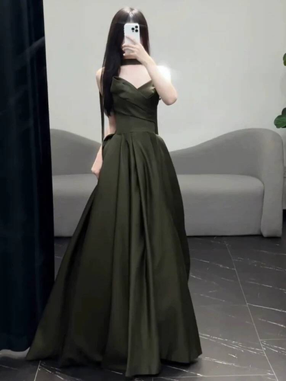 Zeitlose Meerjungfrau Schatz Olivgrün Satin Ballkleider Partykleid 18. Geburtstag Outfits Abschlusskleid AU398