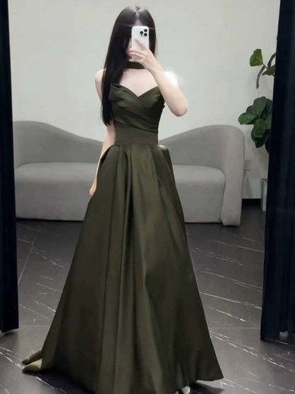 Zeitlose Meerjungfrau Schatz Olivgrün Satin Ballkleider Partykleid 18. Geburtstag Outfits Abschlusskleid AU398