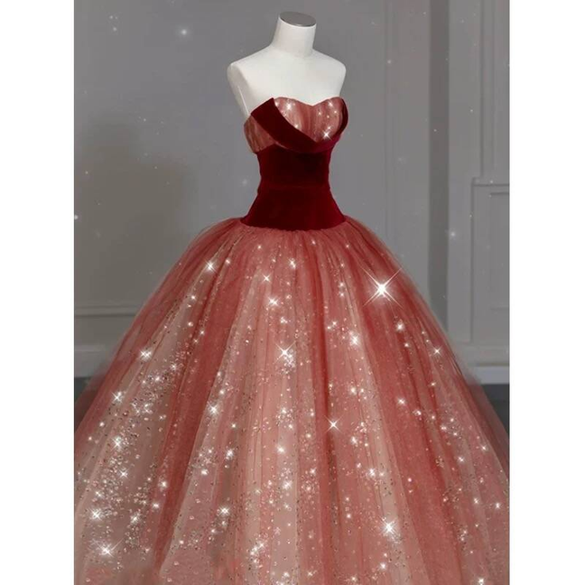 Classy Ball Gown Sweetheart Red Tulle Prom Dresses Party Dress 21st Birthday Outfits Senior Graduation Dress AU415