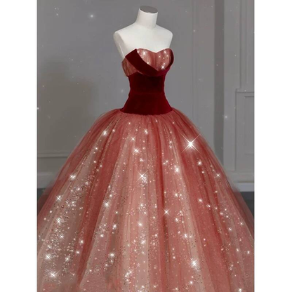 Classy Ball Gown Sweetheart Red Tulle Prom Dresses Party Dress 21st Birthday Outfits Senior Graduation Dress AU415