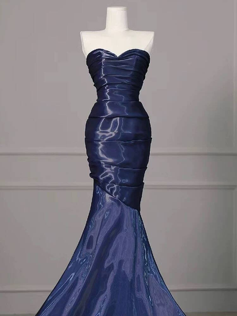 Timeless Mermaid Sweetheart Navy Blue Prom Dress Inspiration Long Party Formal Prom Dresses AU421