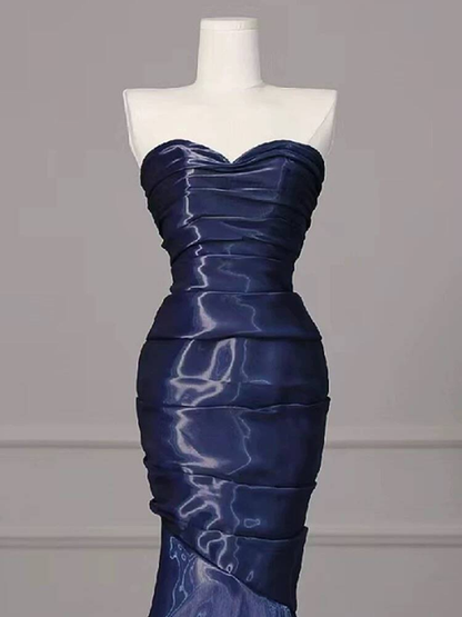 Timeless Mermaid Sweetheart Navy Blue Prom Dress Inspiration Long Party Formal Prom Dresses AU421