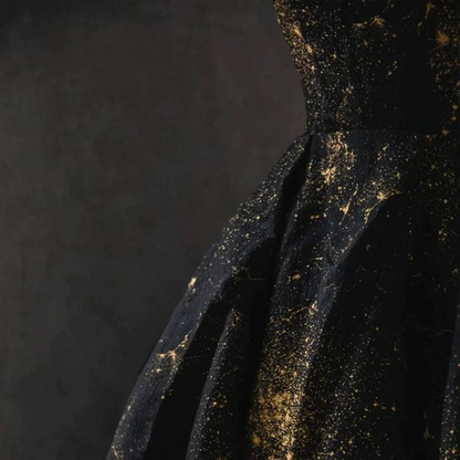 Modest Ball Gown Spaghetti Straps Black Sequin Prom Dresses Party Dress Dance Senior High School Graduation Dress AU427