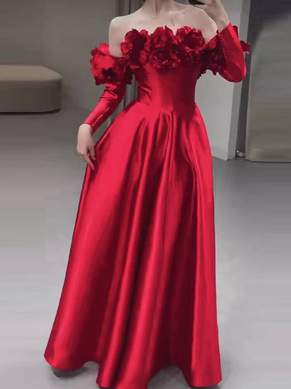 Cute A line Strapless Red Satin Prom Dresses Party Dress 20th Birthday Outfits Graduation Dress AU430