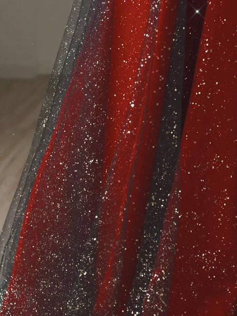 Unique Ball Gown Off The Shoulder Red Tulle Prom Dresses Party Dress 20th Birthday Outfits Graduation Dress AU431