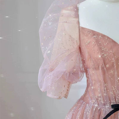 Classy Ball Gown Sweetheart Blush Pink Tulle Prom Dresses Party Dress 21st Birthday Outfits Senior Graduation Dress AU433