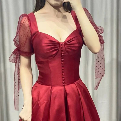 Elegant Ball Gown Sweetheart Red Satin Prom Dresses Party Dress 21st Birthday Outfits Senior Graduation Dress AU434