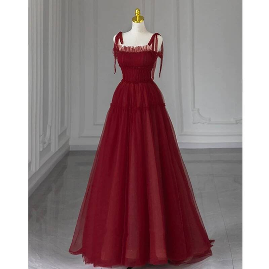 Timeless A Line Spaghetti Straps Sequin Burgundy Prom Dress Inspiration Long Party Formal Prom Dresses AU442