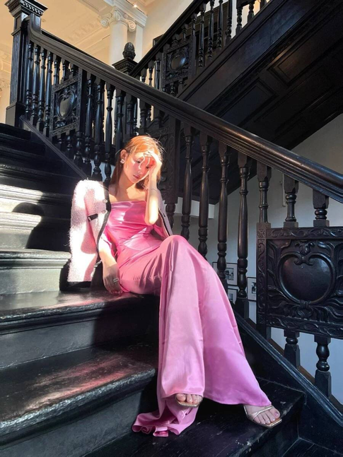 Elegant Mermaid Square Neck Pink Satin Prom Dresses Party Dress 16th Birthday Outfits Senior Graduation Dress AU476