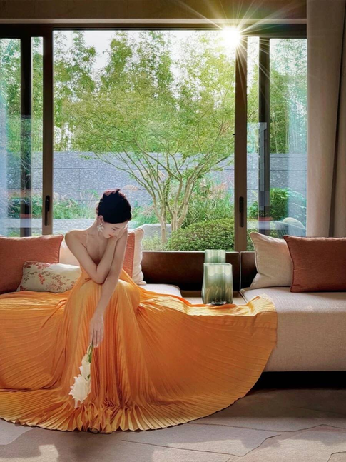 Elegant A Line Spaghetti Straps Orange Backless Satin Prom Dresses Party Dress 16th Birthday Outfits Senior Graduation Dress AU514