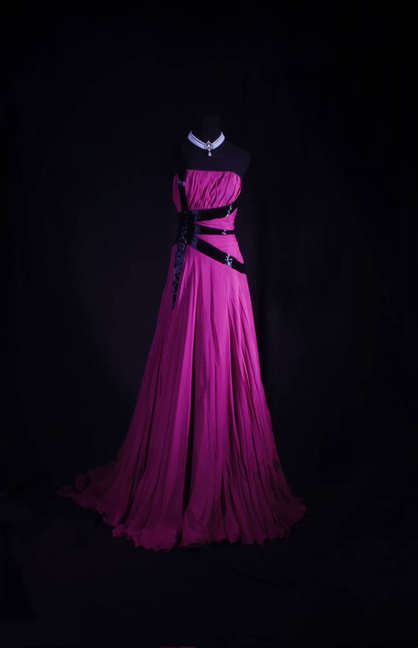 Elegant A line Strapless Grape Chiffon Floor Length Prom Dress Inspiration Long Prom Dresses AU521
