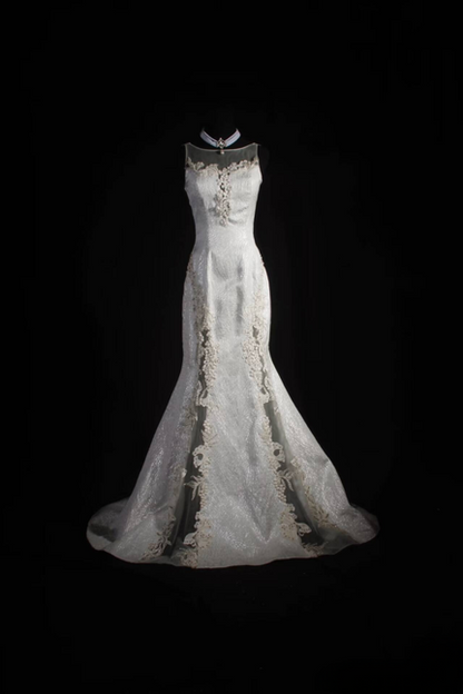 Vintage Mermaid Bateau Silver Gray Long Prom Dresses Party Dress Princess Graduation Dress AU531