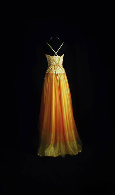 Retro High Low Spaghetti Straps Yellow Satin Prom Dresses 2026 Prom Dress Princess Graduation Dress AU538
