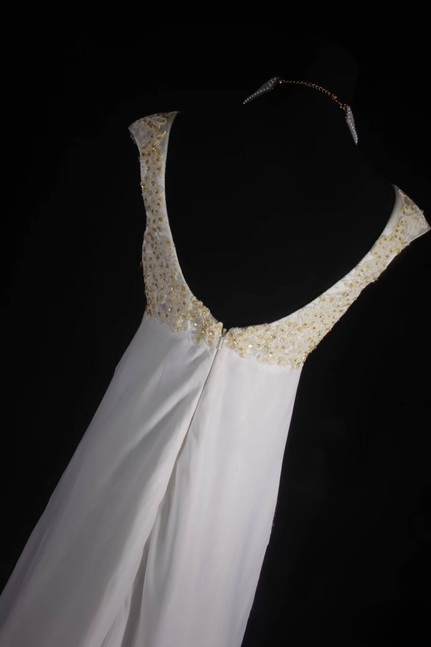 Vintage Prom Dresses 1950s Retro Classy A Line Sweetheart Sleeveless Chiffon White Prom Dresses Party Dress Graduation Dress AU544