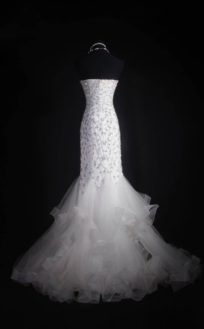 Vintage Mermaid Sweetheart White Tulle Silver Beads Long Prom Dresses Party Dress Princess Graduation Outfits For Women AU549