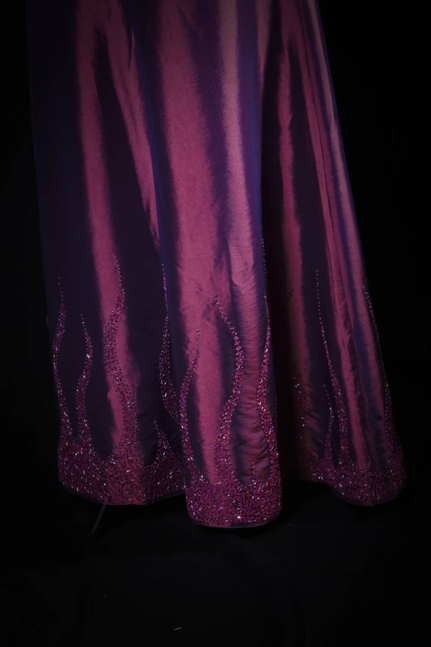Vintage Prom Dresses 90s Purple Mermaid Strapless Beads Satin Long Party Dress Inspiration Senior Dance Graduation Dresses AU554