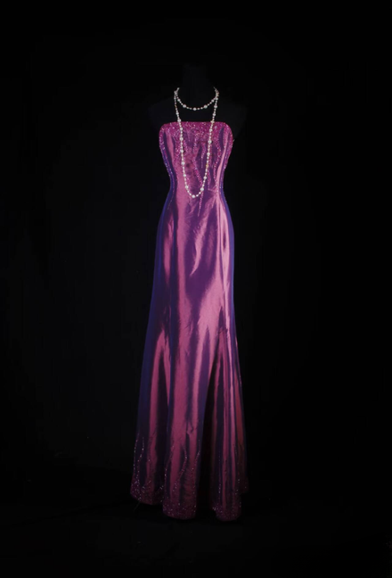 Vintage Prom Dresses 90s Purple Mermaid Strapless Beads Satin Long Party Dress Inspiration Senior Dance Graduation Dresses AU554