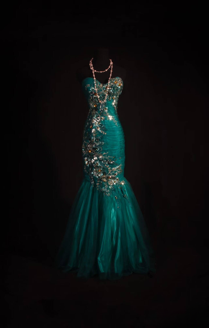 Retro Mermaid Sweetheart Green Tulle Beads Long Prom Dresses Party Dress Graduation Outfits For Women AU577