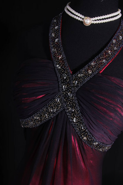 Vintage Prom Dresses 1950s Retro Classy A Line Halter Black Ombre Pink Party Dress Princess Graduation Outfit For Women AU585