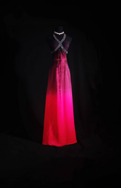 Vintage Prom Dresses 1950s Retro Classy A Line Halter Black Ombre Pink Party Dress Princess Graduation Outfit For Women AU585