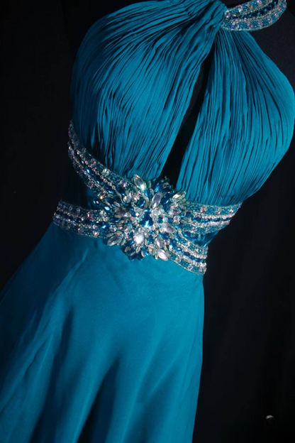 Vintage Prom Dresses 1950s Retro Classy A Line Halter Chiffon Party Dress Graduation Outfit For Women AU588