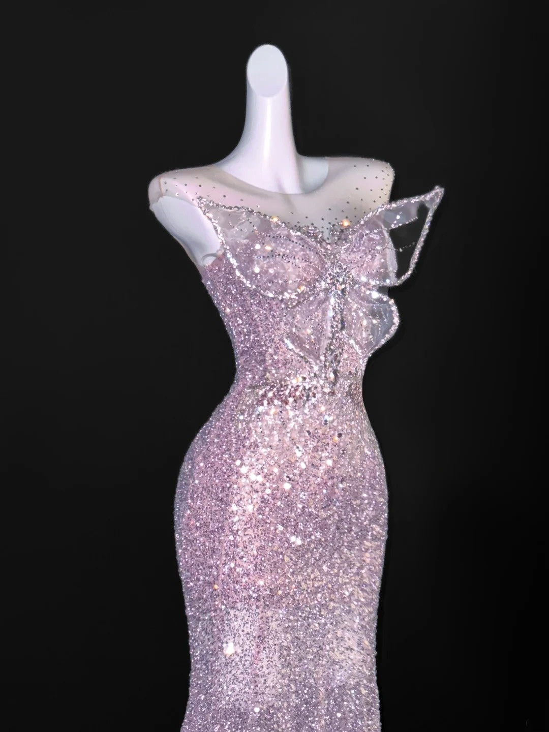 Elegant Mermaid Scoop Neck Pink Sequin Prom Dresses Party Dress 16th Birthday Outfits Senior Graduation Dress AU668