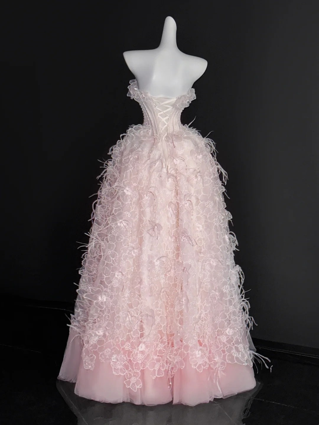 Classy Ball Gown Sweetheart Blush Pink Tulle Lace Prom Dresses Long Party Dress 18th Birthday Outfit Graduation Dress AU675