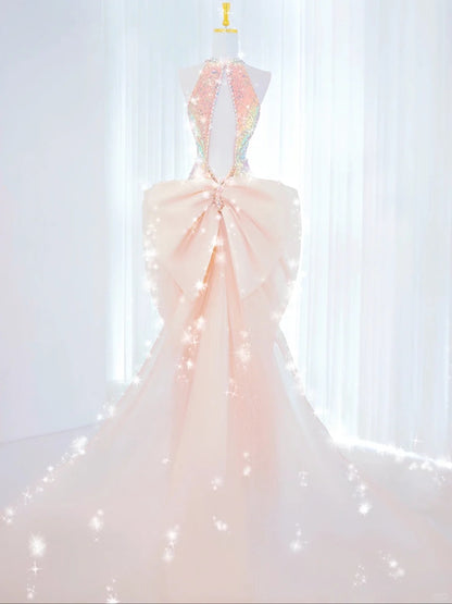 Sexy Mermaid High Neck Sequin Prom Dresses Long Party Dress 18th Birthday Outfit Graduation Dress AU840