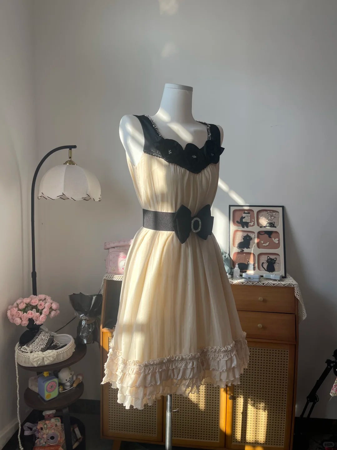 Vintage A Line Square Neck Champagne Chiffon With Flowers 16th Birthday Homecoming Dress Graduation Outfits RB6800