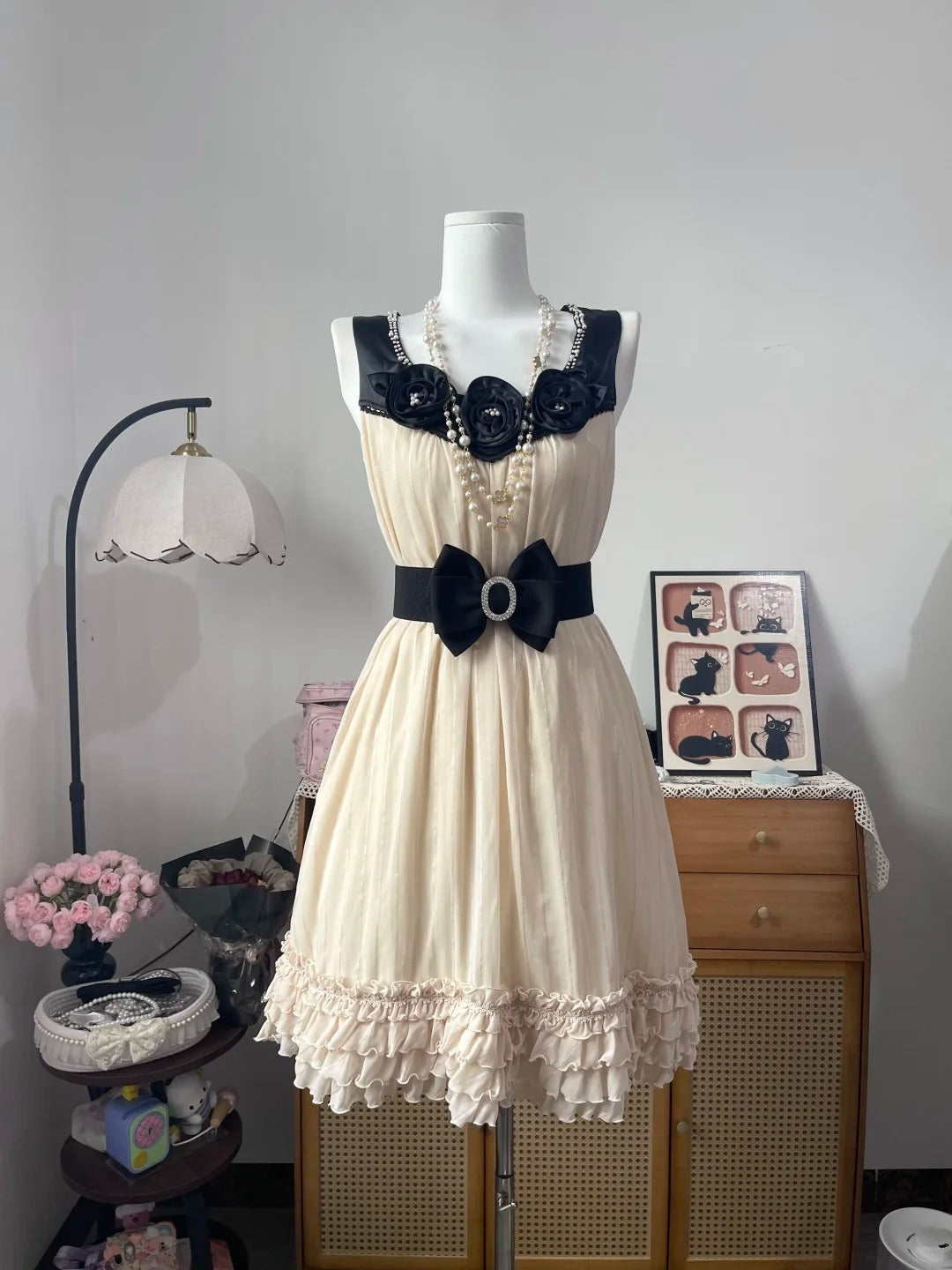Vintage A Line Square Neck Champagne Chiffon With Flowers 16th Birthday Homecoming Dress Graduation Outfits RB6800