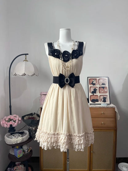 Vintage A Line Square Neck Champagne Chiffon With Flowers 16th Birthday Homecoming Dress Graduation Outfits RB6800