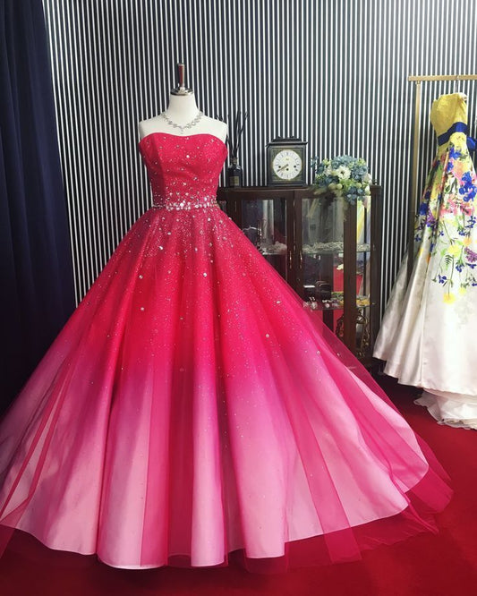 Ästhetisches Ballkleid Sweetheart Rosa Ombre Tüll Langes Quinceanera Kleid 2000er Quinceanera Kleider Sweet 15 16 Kleid B235
