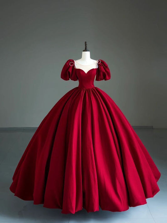 Modest Ballkleid Schatz Red Satin Lange Quinceanera Kleider Quinceanera Kleider Süße 15 16 Kleid B263