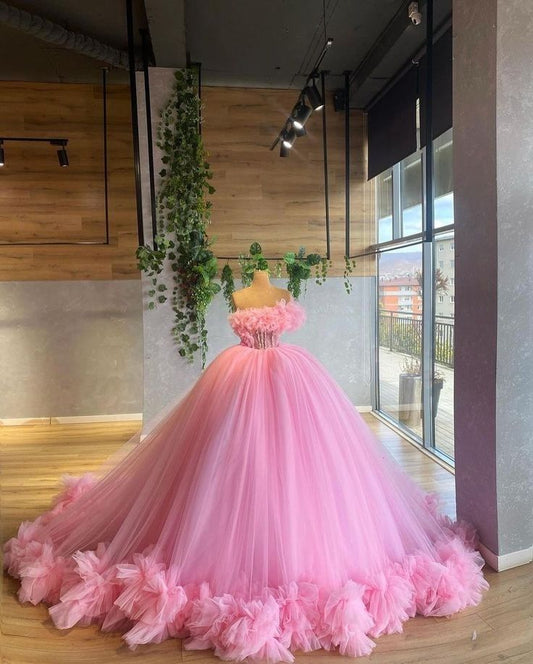 Rosa Quinceanera Kleider Ballkleid Sparkly Geburtstag Prom Kleider Vestidos De 15 Anos Formale Partei Lange Süße 15 16 Kleid B279