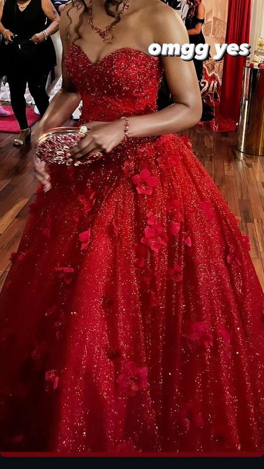Rot Quinceanera Kleider Ballkleid Schatz Sparkly Geburtstag Prom Kleider Vestidos De 15 Anos Formale Partei Lange Süße 15 16 Kleid B314