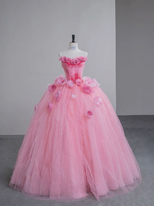 Rosa Quinceanera Kleider Ballkleid Schatz Tüll Geburtstag Prom Kleider Vestidos De 15 Anos Formale Partei Lange Süße 15 16 Kleid B316